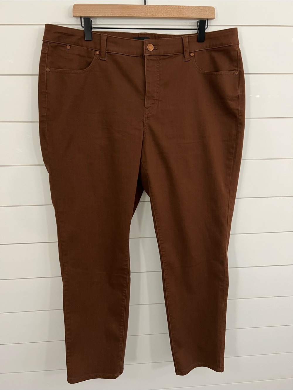 Talbots Jeans Womens 16W Slim Ankle Sierra Brown Stretch Pockets
